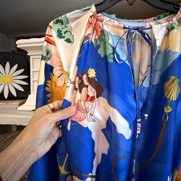 NWT Antonio Melani Raffaella blue ocean print Mini Dress Small S - Picture 7 of 9